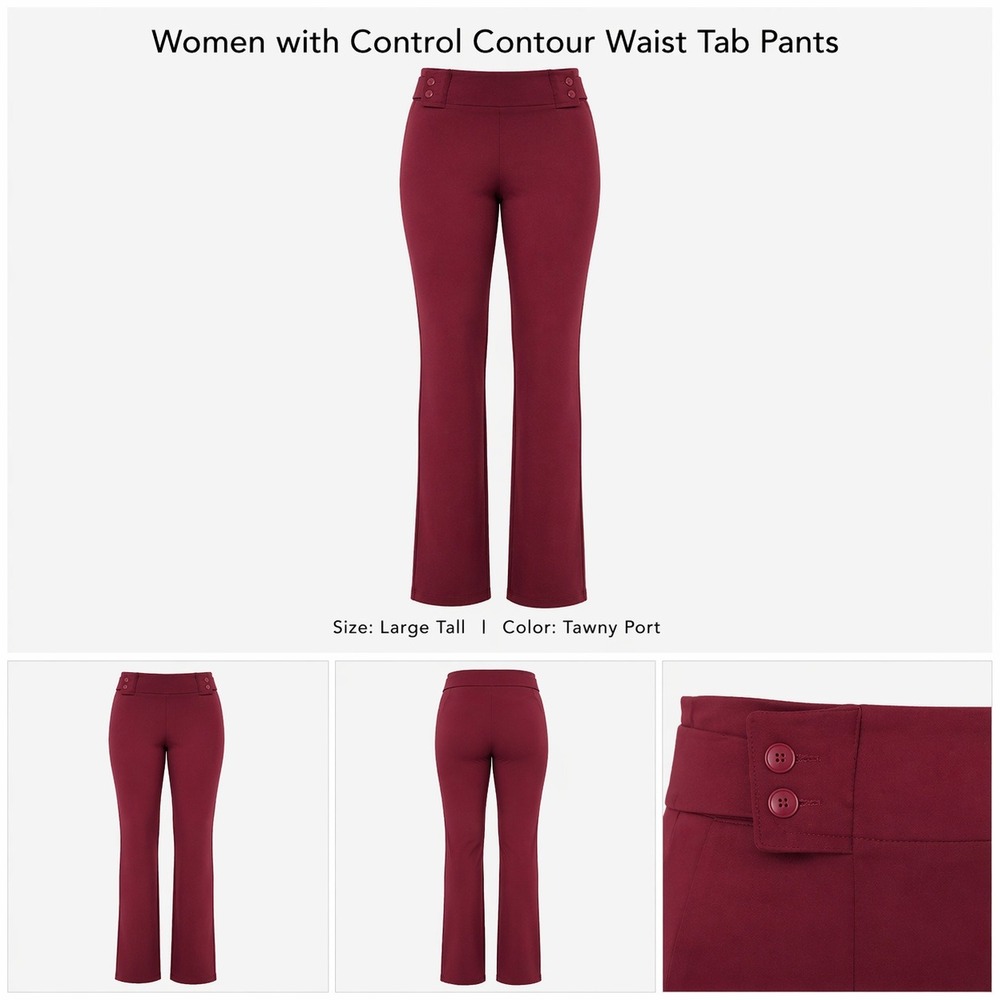 Women with Control Contour Waist Tab Pants Tawny Port Large Tall A621805 NWT - Picture 1 of 4